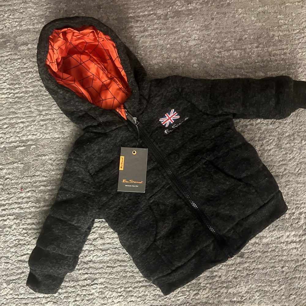 Ben Sherman Hooded Toddlers's Jacket.  Charcoal with orange lining.